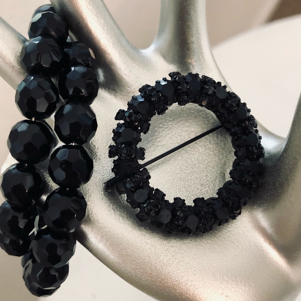 Vintage Black Deco Crystal Bracelet & Brooch 🖤🖤